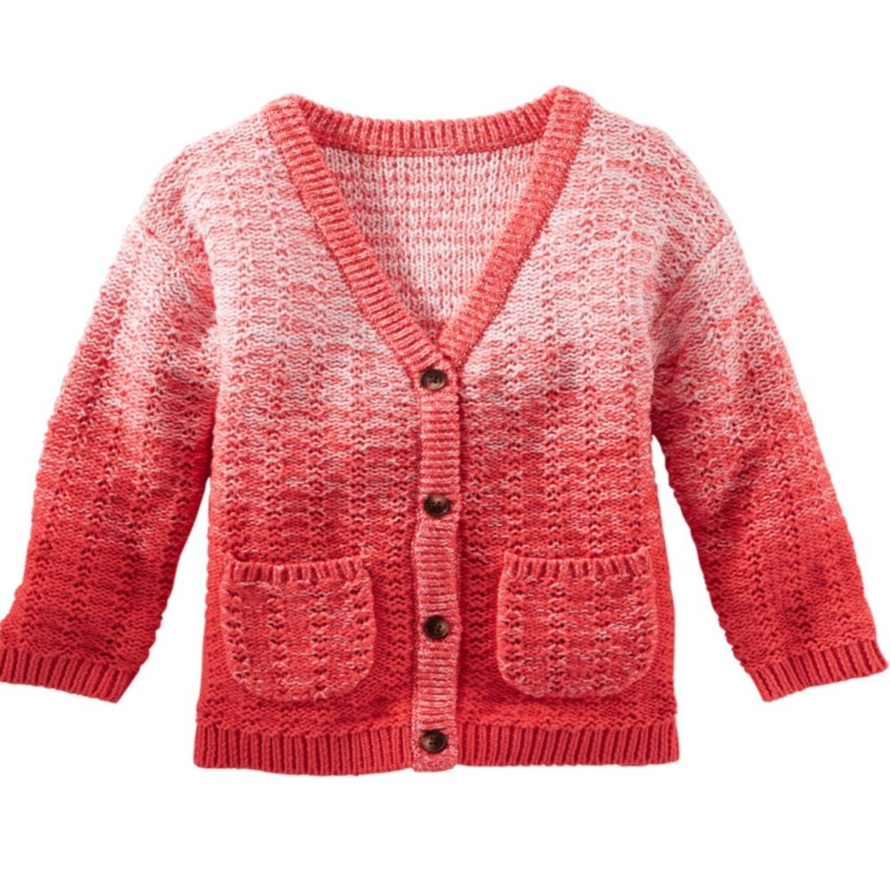 OSHKOSH B'GOSH Baby Girls Knit Cotton Cardigan Ombre Sweater with Pocket… - Picture 3 of 4